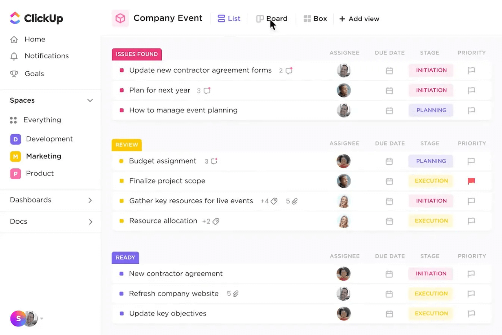 線上看板軟體使用介面示意圖